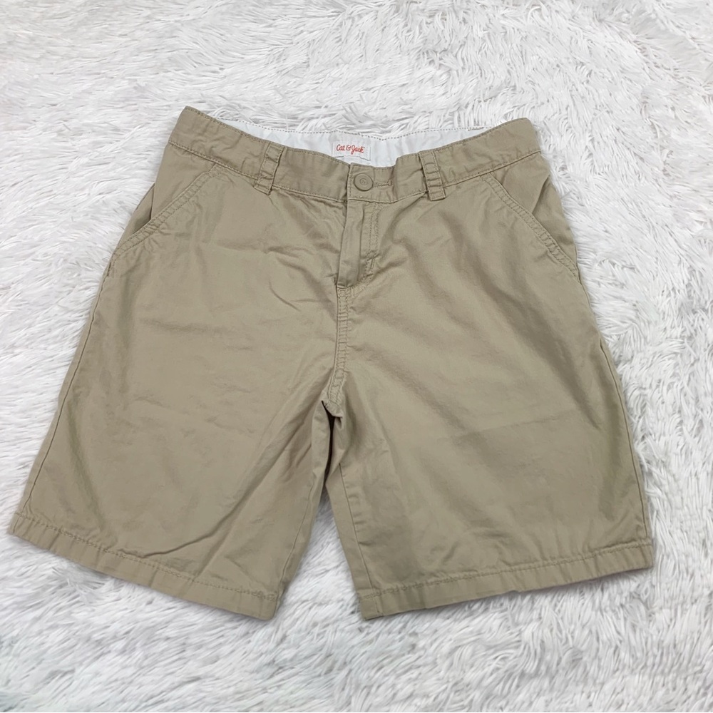 Cat & Jack boy's chino shorts in tan adjustable waist
